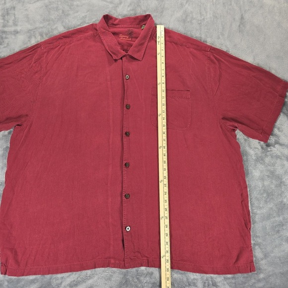 Tommy Bahama Catalina Twill Camp Shirt Mens 3XB Wine Silk Hawaiian Resort Casual - Picture 7 of 8